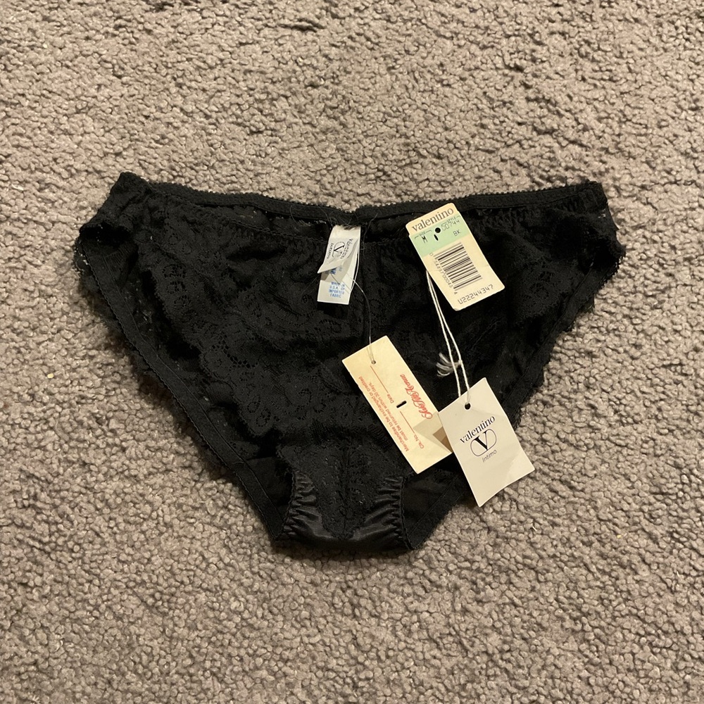 NWT Valentino Intimo Vintage Black Lace Panties Bikini Underwear Lingerie sz M